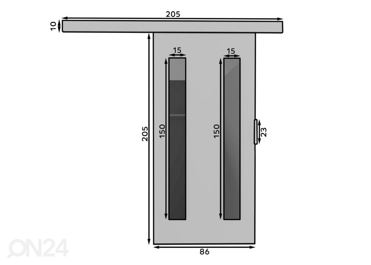 Liukuovi 86 cm kuvasuurennos mitat