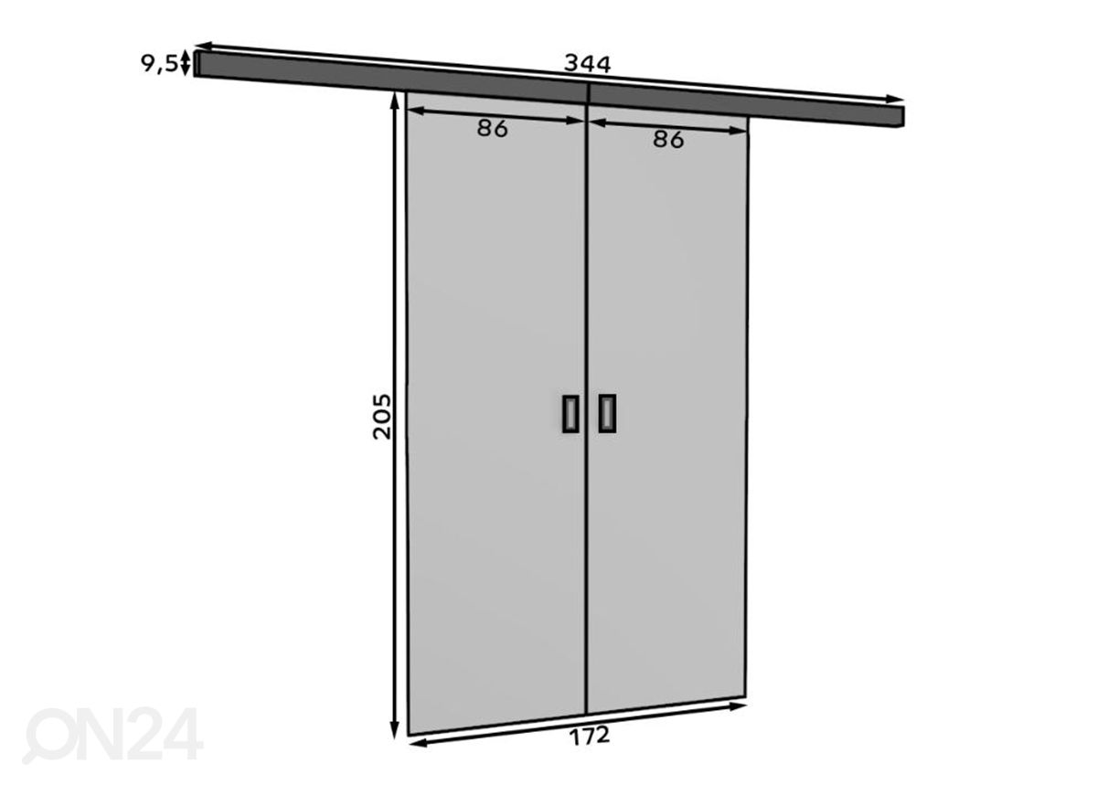 Liukuovi Knut 172 cm kuvasuurennos mitat