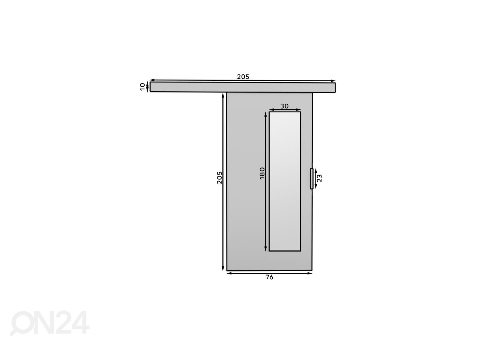 Liukuovi Mail 76 cm kuvasuurennos mitat