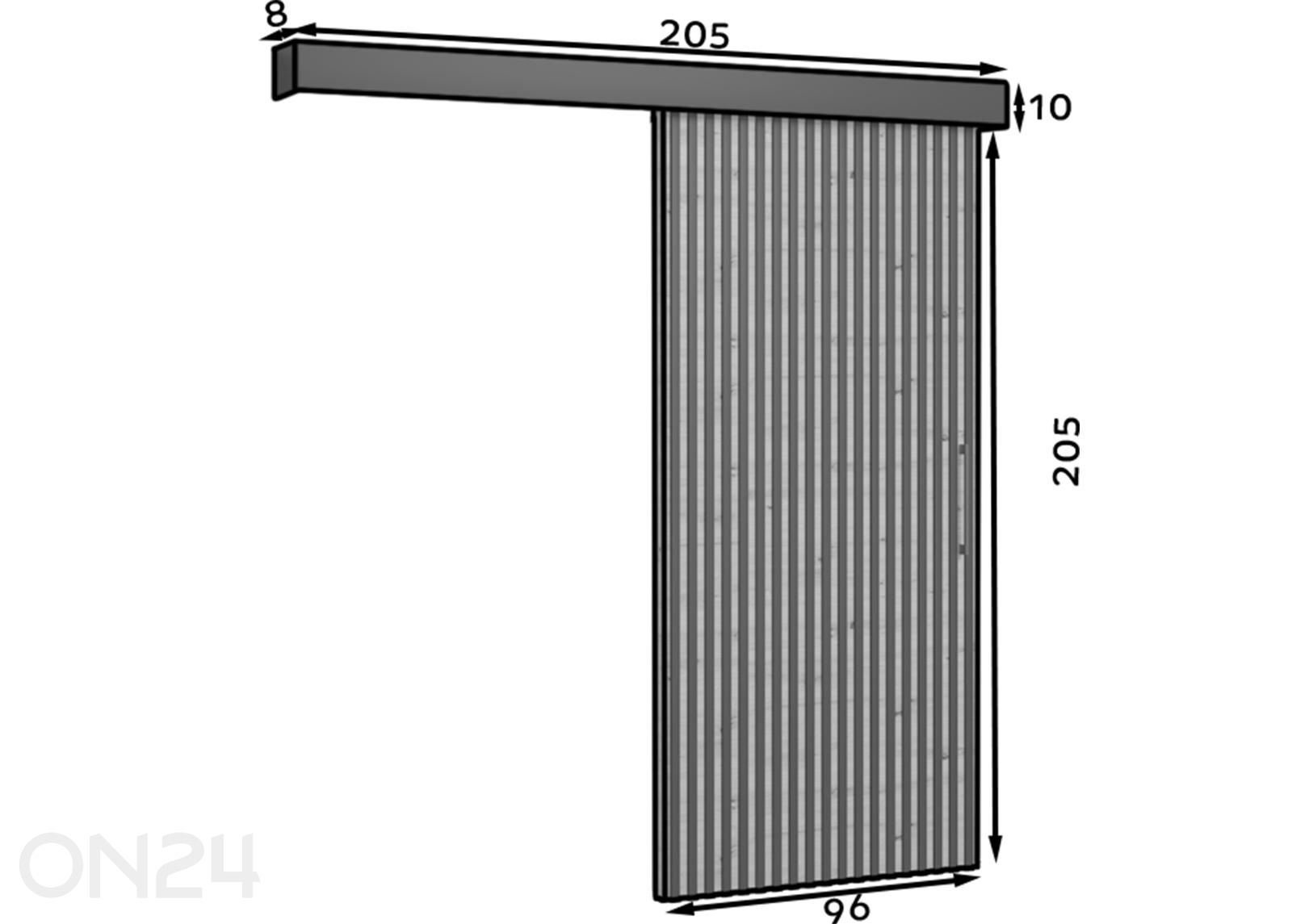 Liukuovi Tauricio 96 cm, hiljalleen sulkeutuva mekanismilla kuvasuurennos mitat