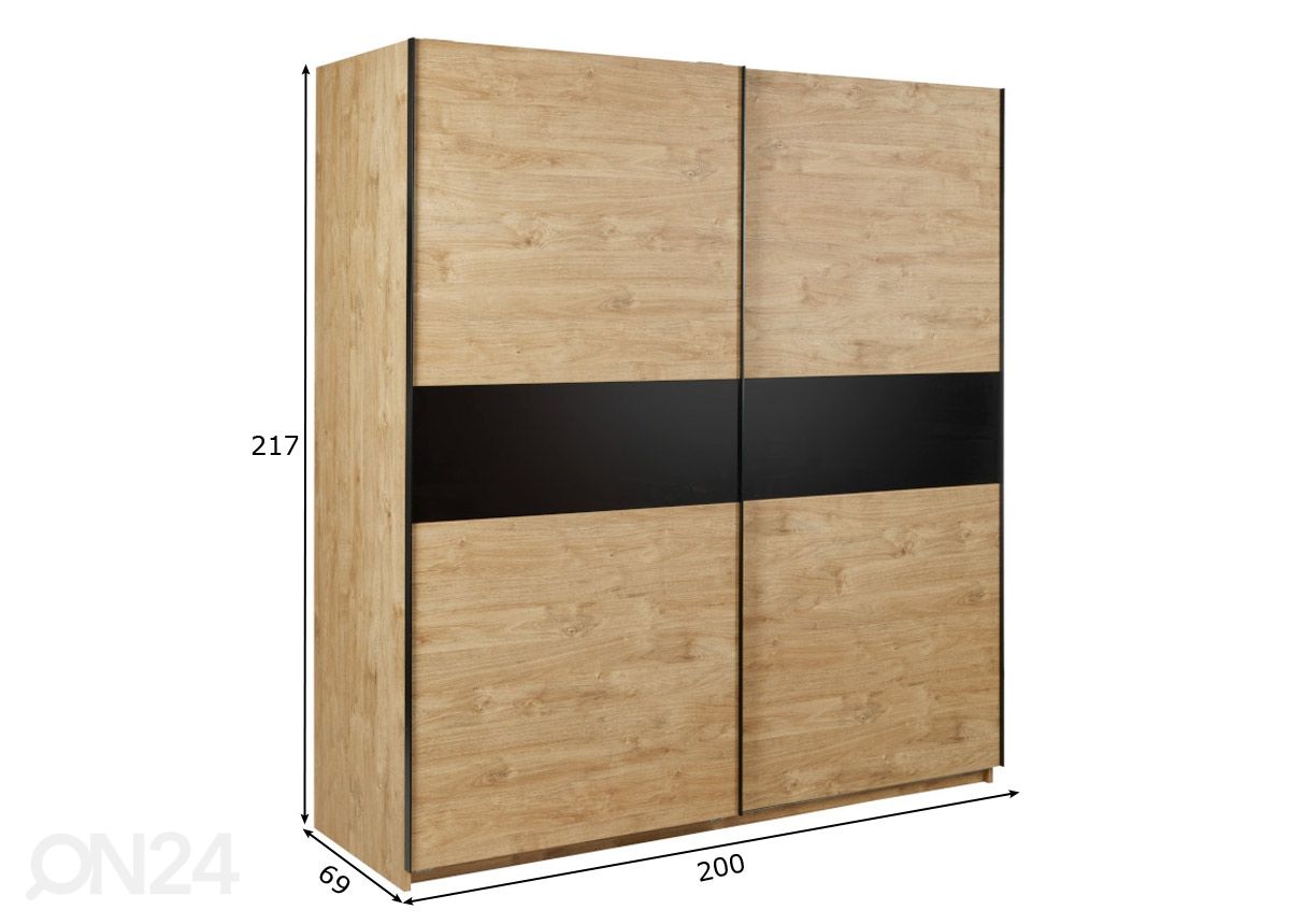 Liukuovikaappi Clara 200 cm kuvasuurennos mitat