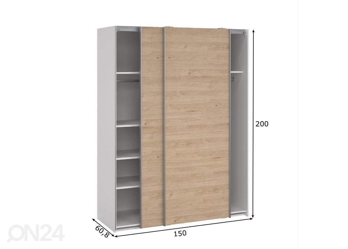 Liukuovikaappi Firenze 150 cm kuvasuurennos mitat