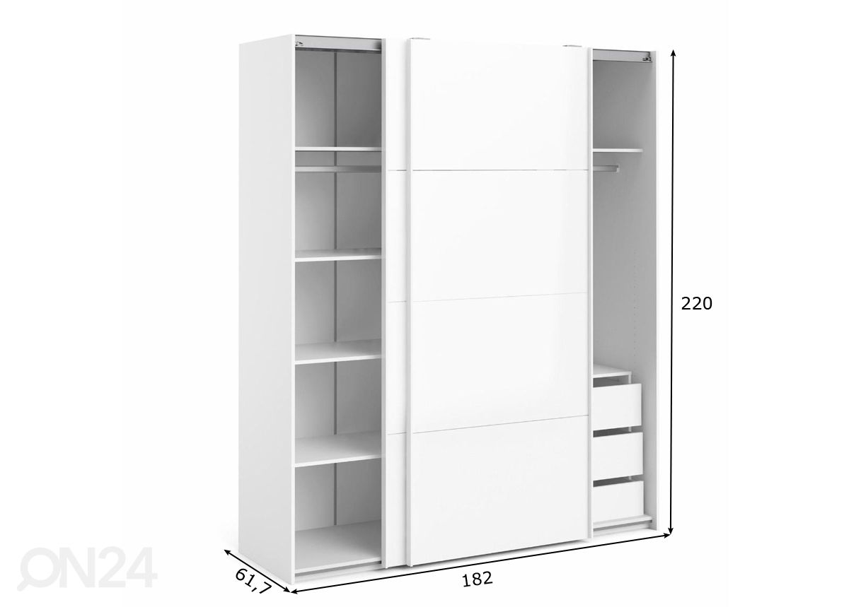 Liukuovikaappi Firenze 182 cm kuvasuurennos mitat