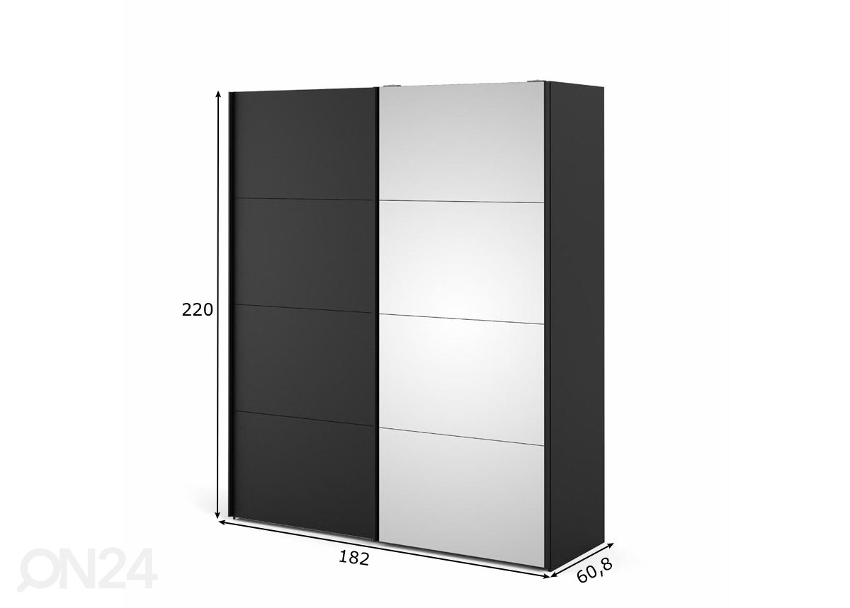 Liukuovikaappi Firenze 182 cm kuvasuurennos mitat