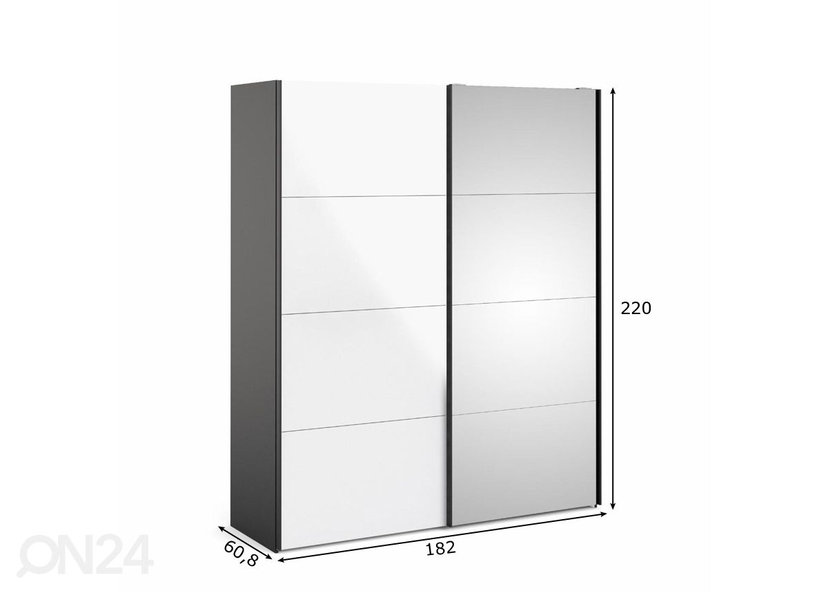 Liukuovikaappi Firenze 182 cm kuvasuurennos mitat