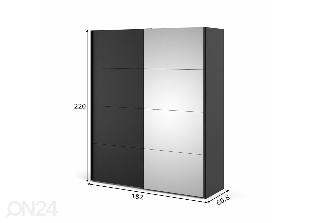 Liukuovikaappi Firenze 182 cm kuvasuurennos mitat