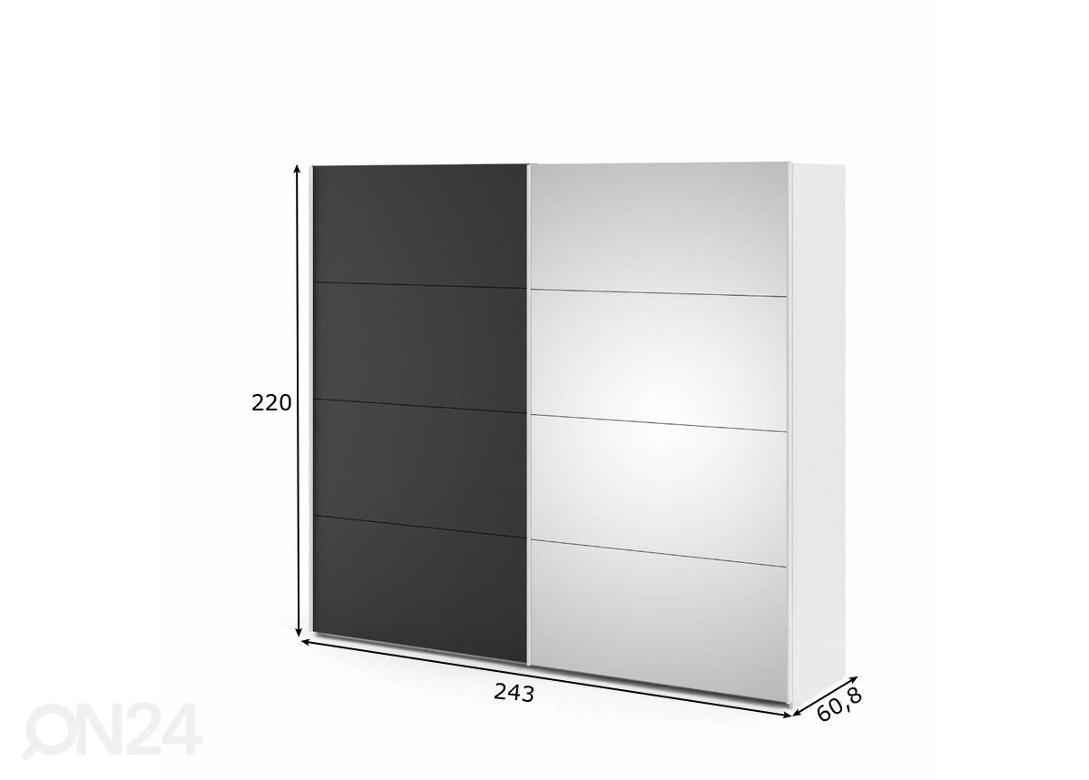 Liukuovikaappi Firenze 243 cm kuvasuurennos mitat
