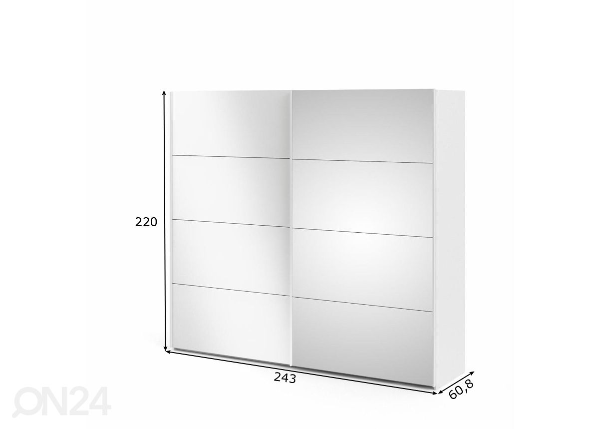 Liukuovikaappi Firenze 243 cm kuvasuurennos mitat