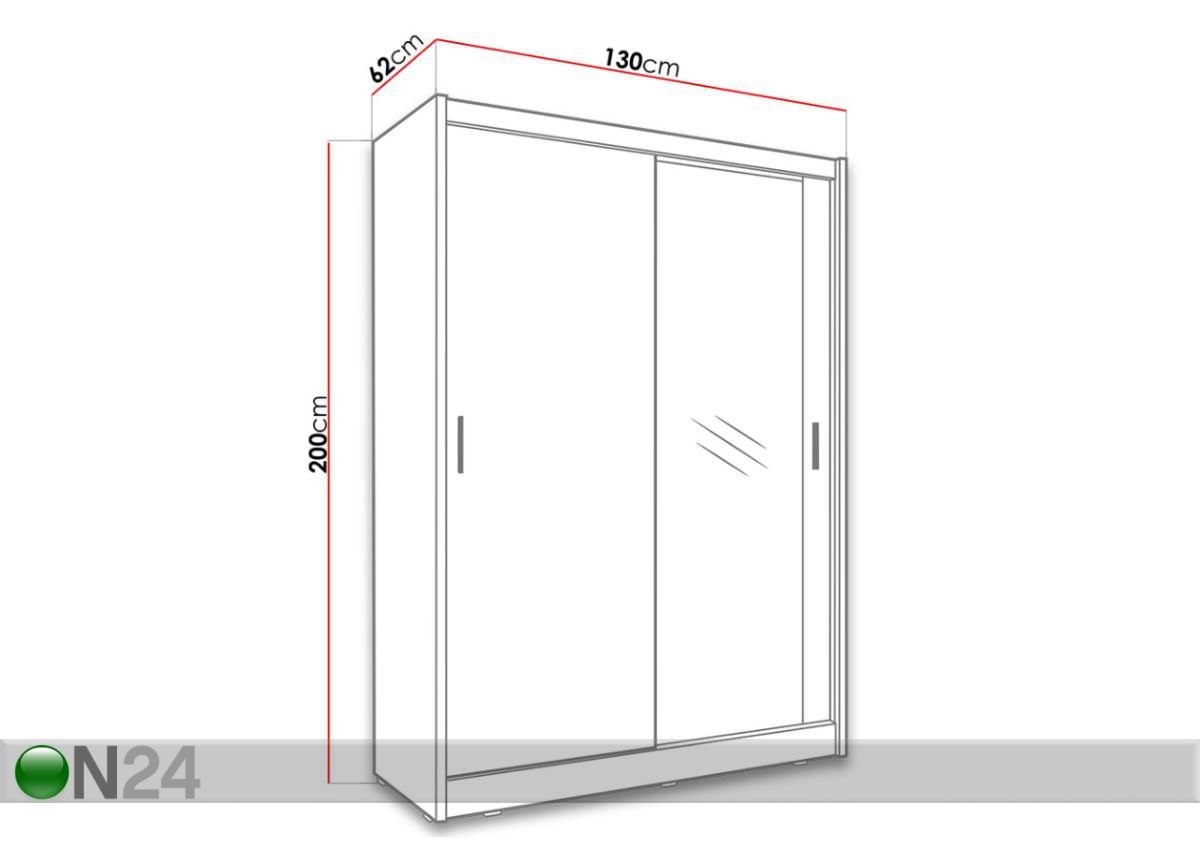 Liukuovikaappi Maja 130 cm kuvasuurennos mitat