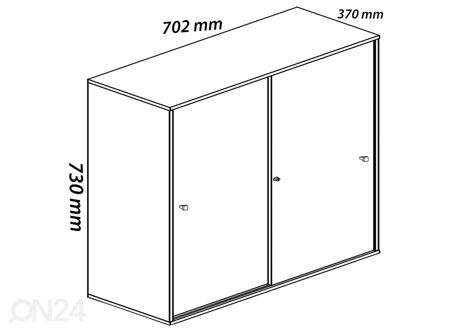 Liukuovinen toimistokaappi Lona L 70 cm kuvasuurennos mitat
