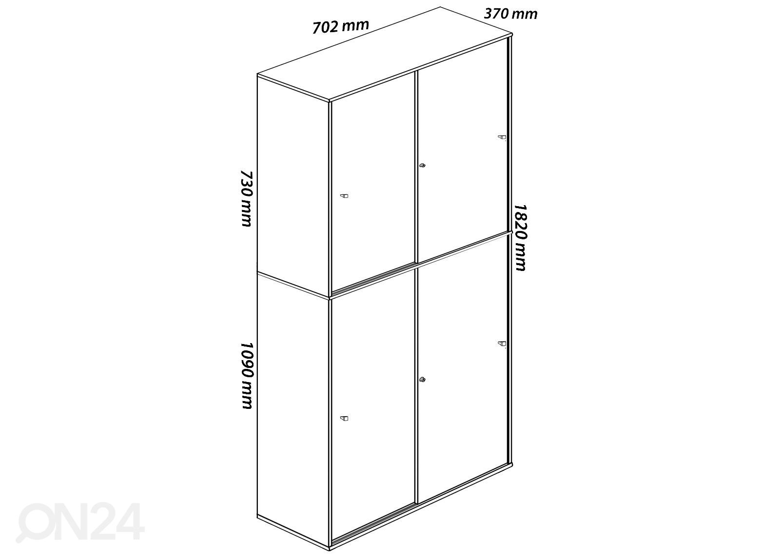 Liukuovinen toimistokaappi Lona XXL 70 cm kuvasuurennos mitat