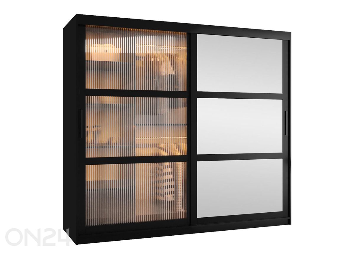 Lükandustega riidekapp Flutes 200 cm + LED kuvasuurennos