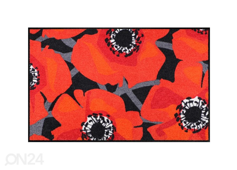 Matto BLOOM POPPY BLACK 75x120 cm kuvasuurennos