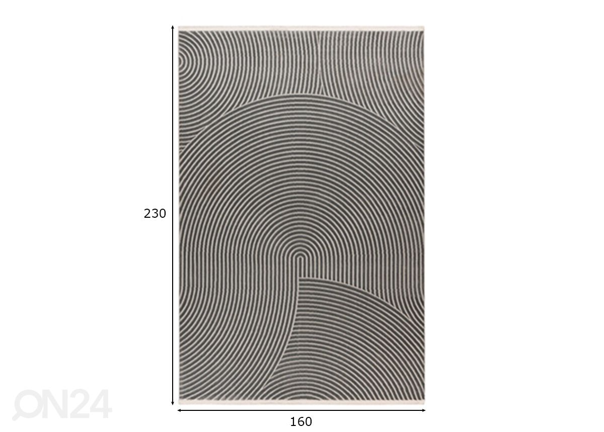Matto Elif Grey 160x230 cm kuvasuurennos mitat