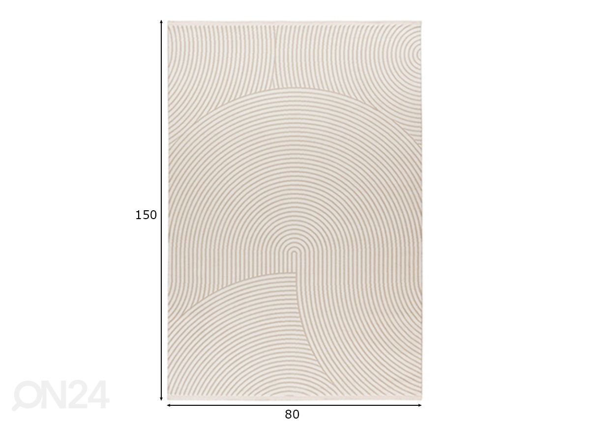 Matto Elif Ivory 80x150 cm kuvasuurennos mitat