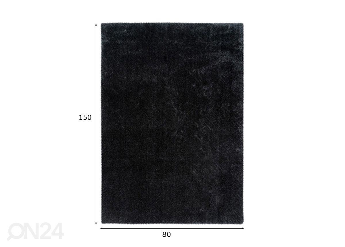Matto Glamour Graphite 80x150 cm kuvasuurennos mitat