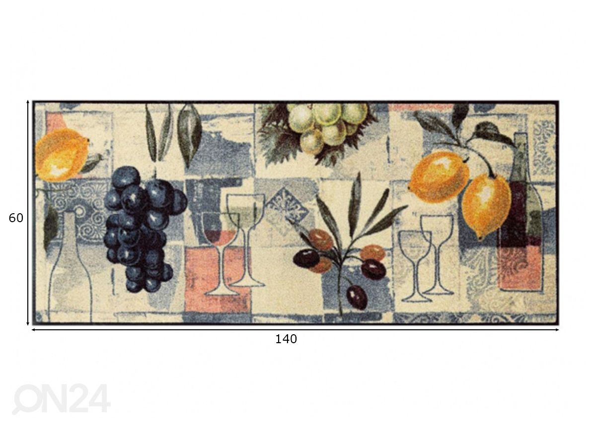 Matto Gusto Mediterraneo 60x140 cm kuvasuurennos mitat