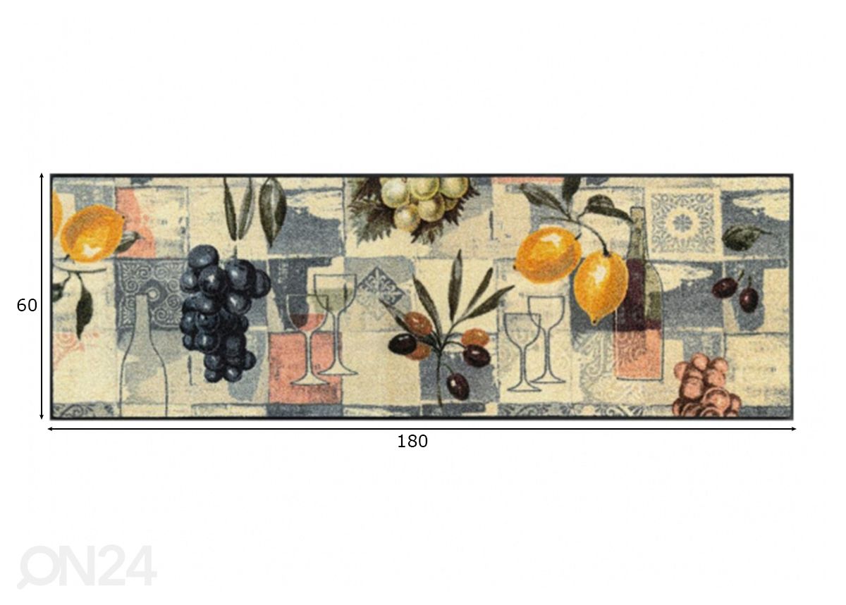 Matto Gusto Mediterraneo 60x180 cm kuvasuurennos mitat