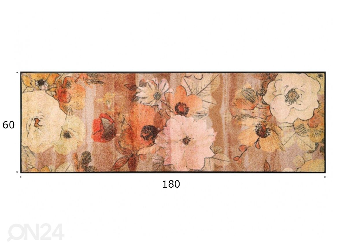 Matto Retro Roses 60x180 cm kuvasuurennos mitat