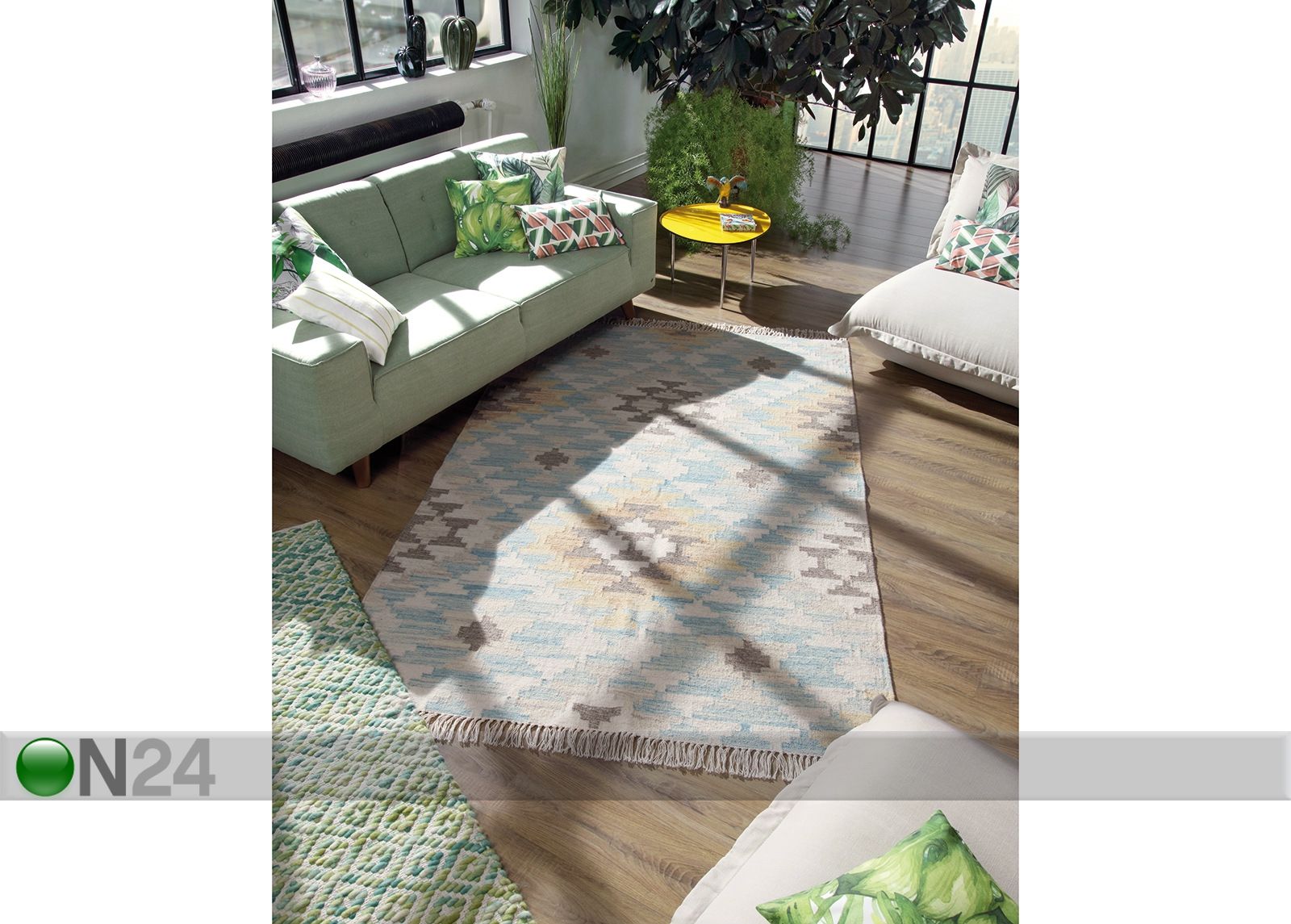 Matto Vintage Check Kelim 65x135cm kuvasuurennos
