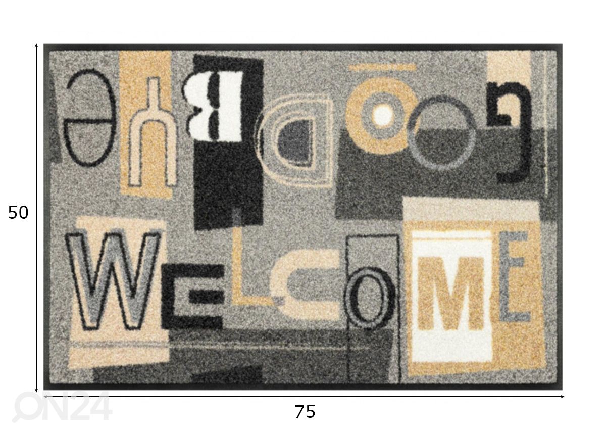 Matto Welcome Goodbye 50x75 cm kuvasuurennos mitat