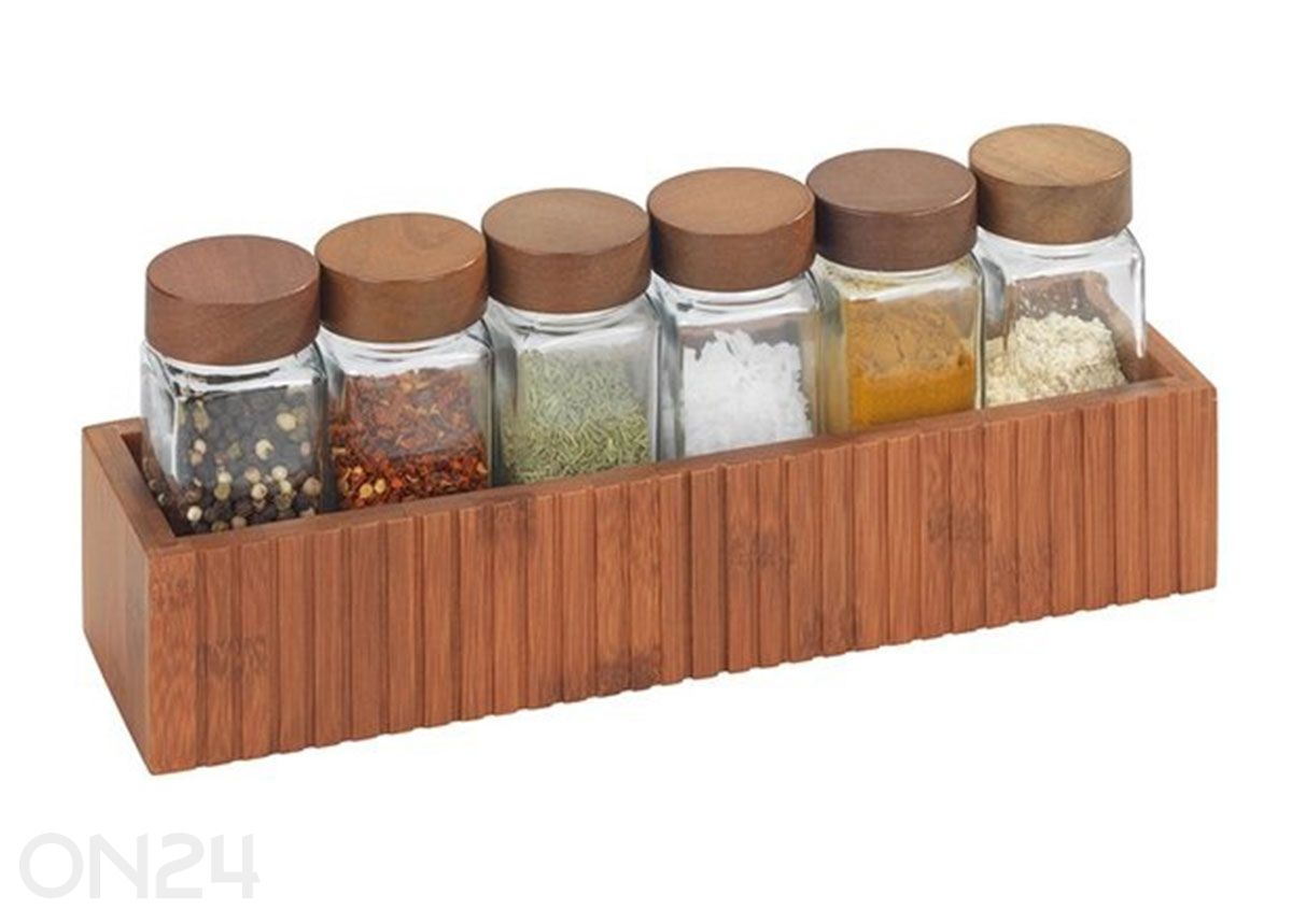 Maustehylly Mera + 6 maustepurkkia kuvasuurennos