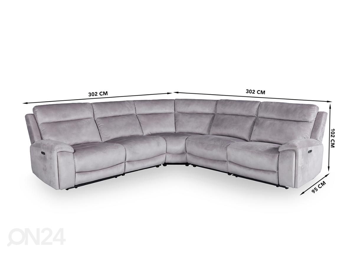Mekanismisohva recliner (sähköinen) kuvasuurennos mitat