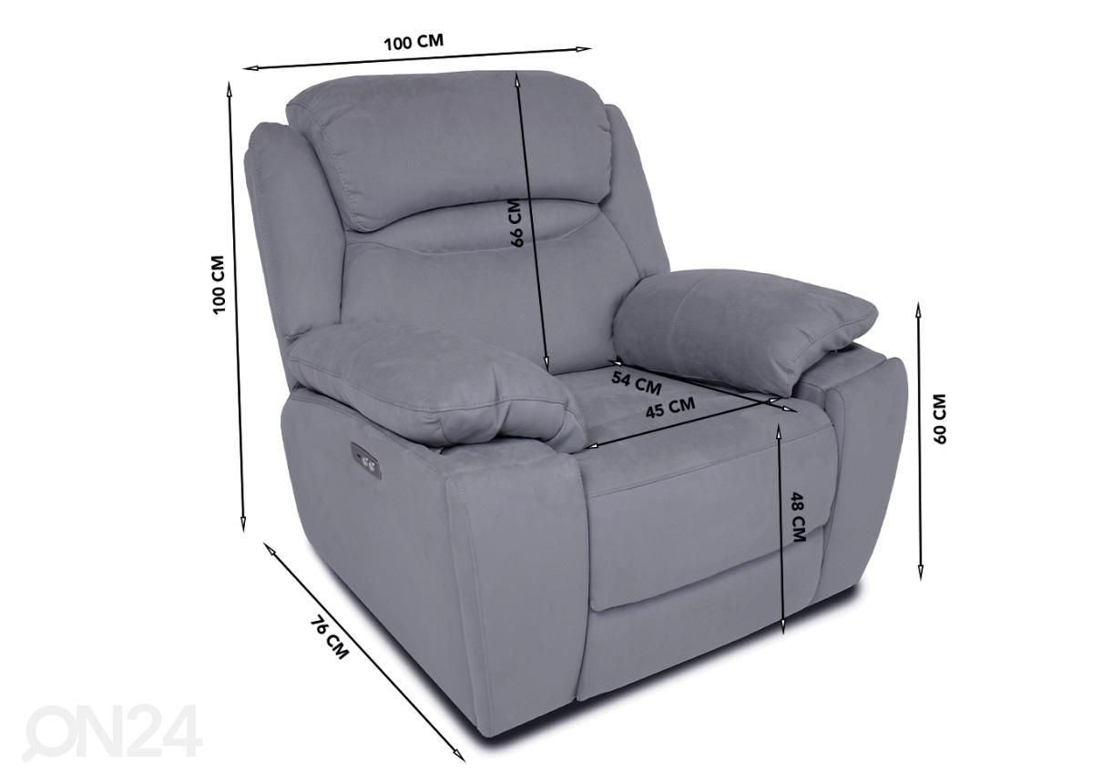 Mekanismisohva recliner (sähköinen) kuvasuurennos mitat