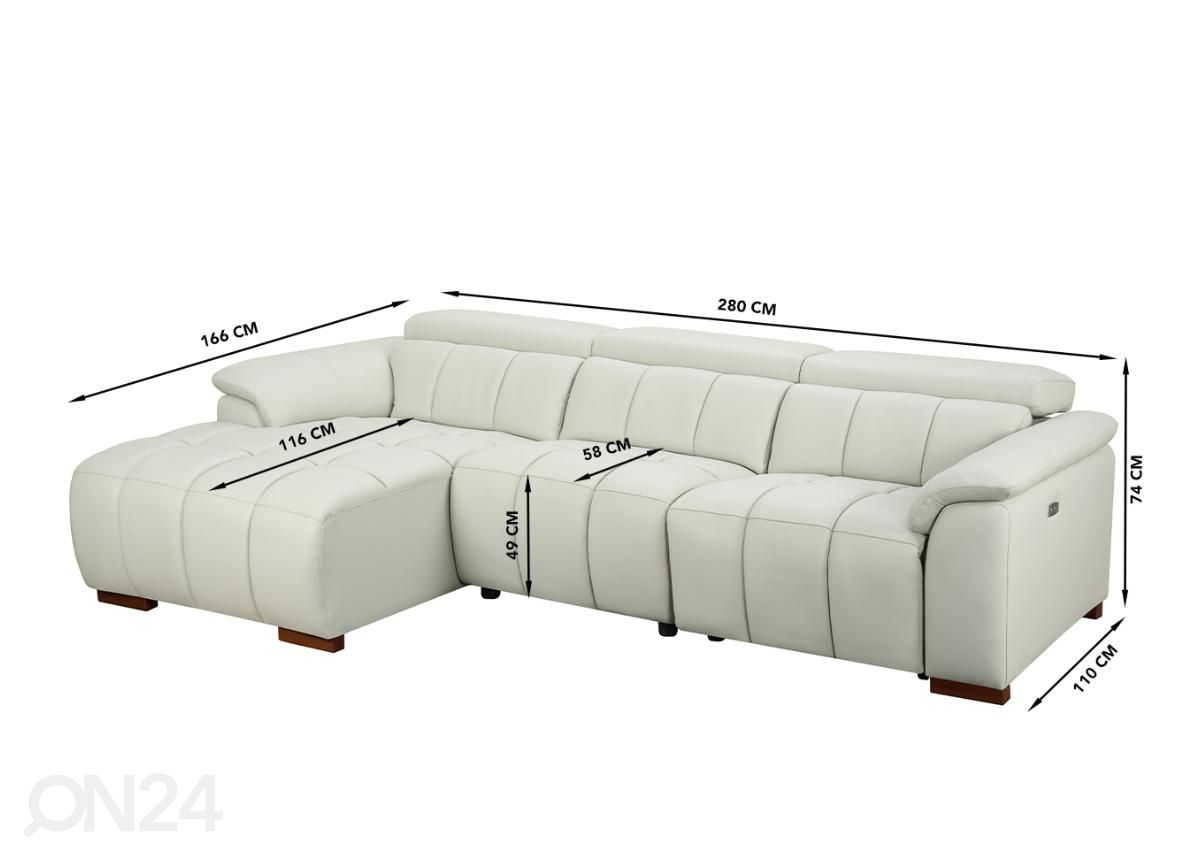 Mekanismisohva recliner (sähköinen) kuvasuurennos mitat