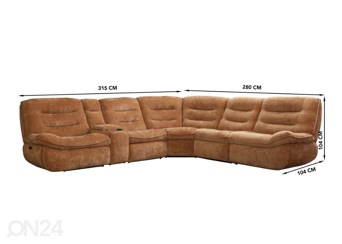 Mekanismisohva recliner (sähköinen) kuvasuurennos mitat