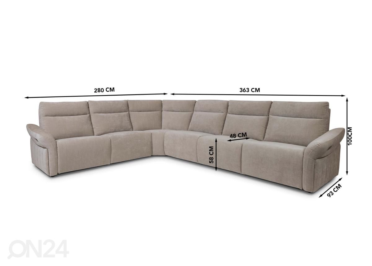 Mekanismisohva sähköinenHayes recliner kuvasuurennos mitat