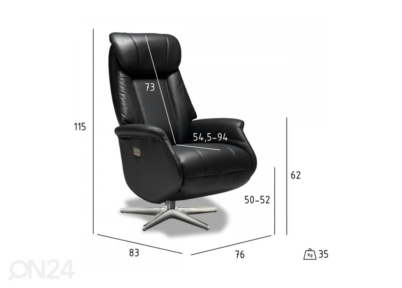 Mekanismituoli Bonanza recliner kuvasuurennos mitat