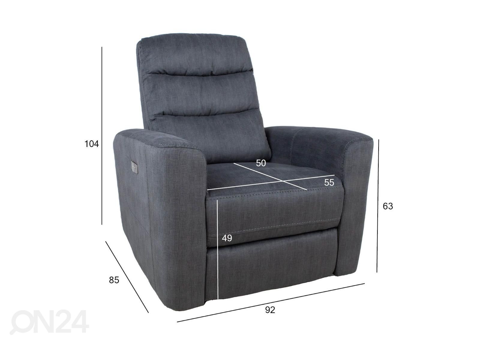 Mekanismituoli Gaston Recliner kuvasuurennos mitat