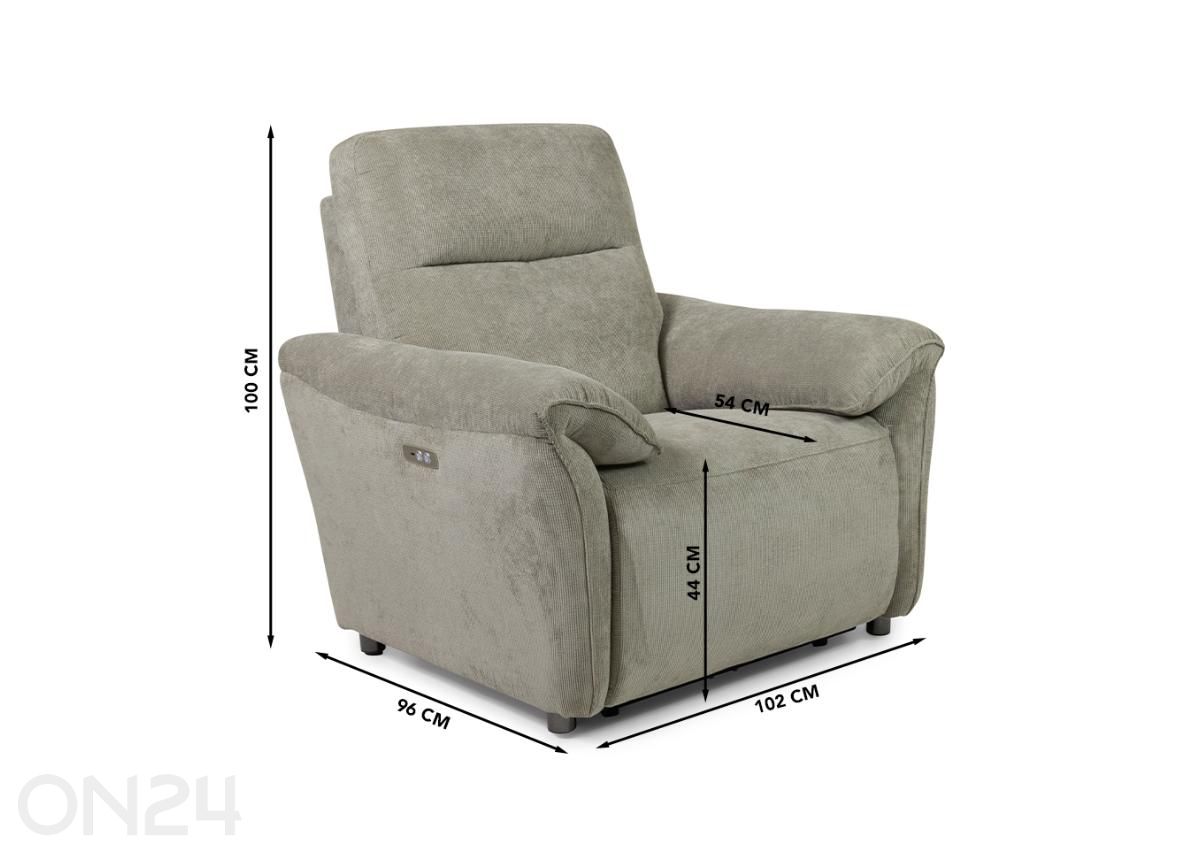 Mekanismituoli Mica sähköinen Recliner kuvasuurennos mitat