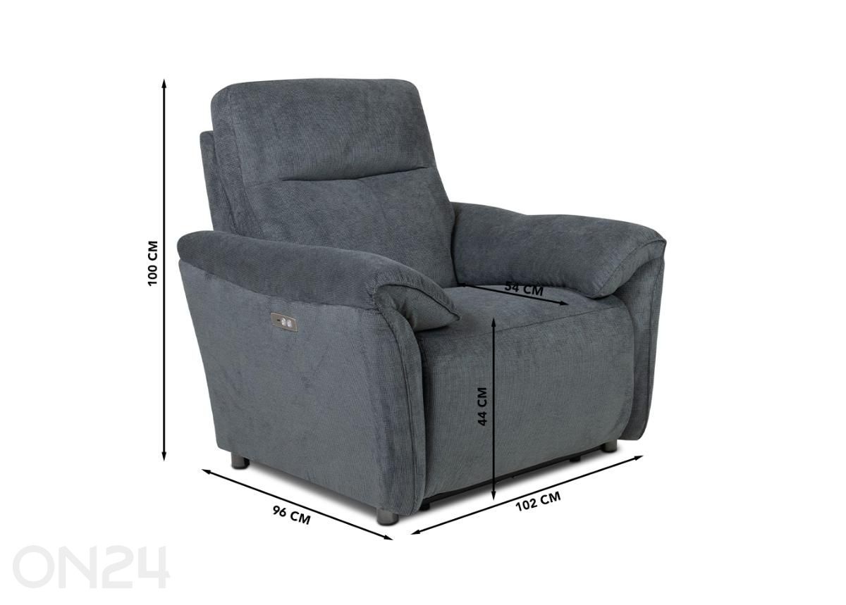 Mekanismituoli Mica sähköinen Recliner kuvasuurennos mitat