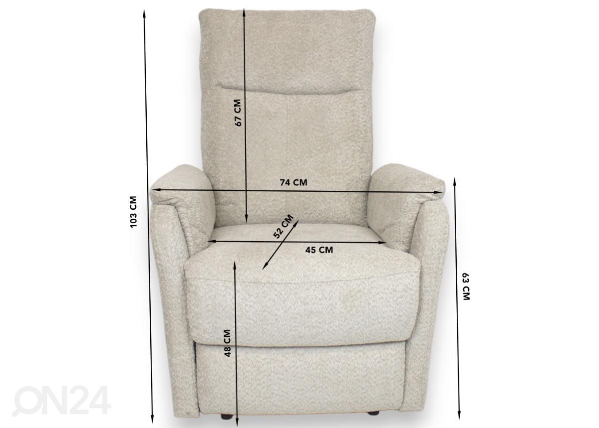 Mekanismituoli recliner (sähköinen) kuvasuurennos mitat