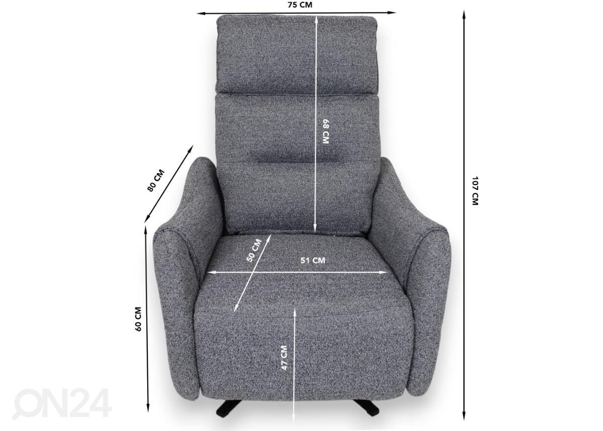 Mekanismituoli recliner (sähköinen) kuvasuurennos mitat