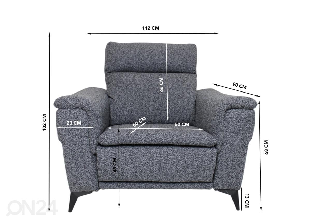 Mekanismituoli recliner (sähköinen) kuvasuurennos mitat