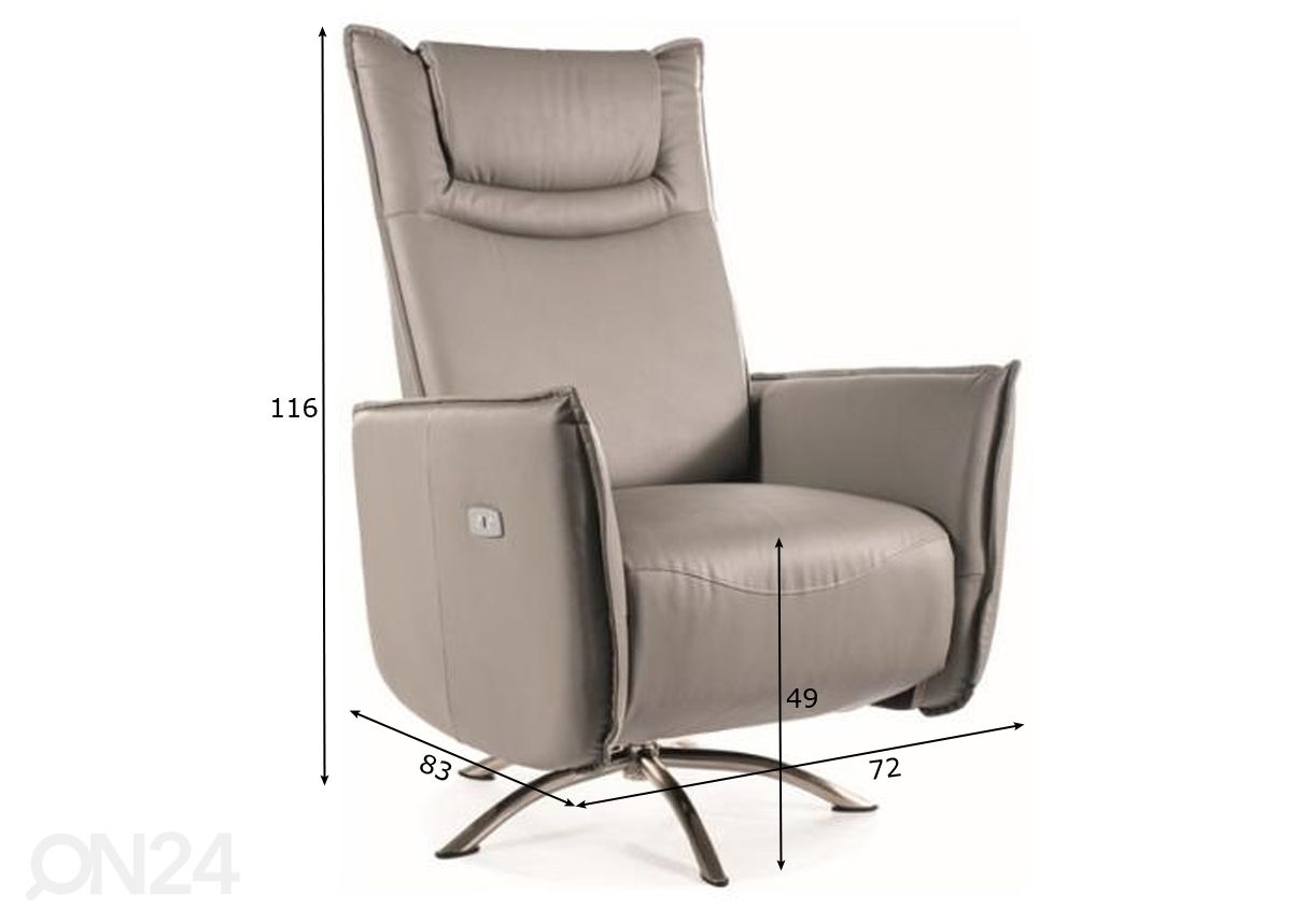 Mekanismituoli recliner Notes kuvasuurennos mitat