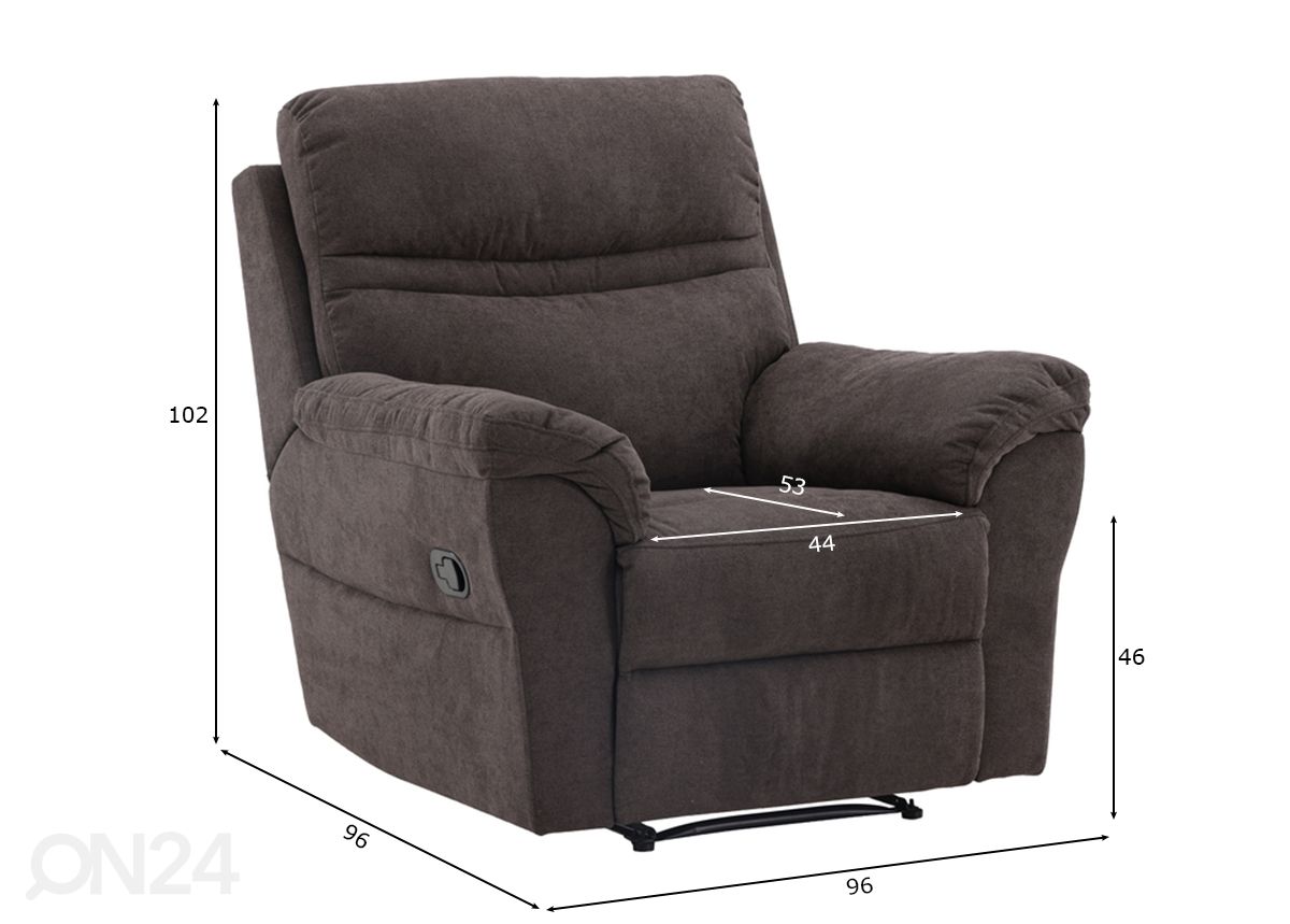 Mekanismituoli Taranto recliner kuvasuurennos mitat