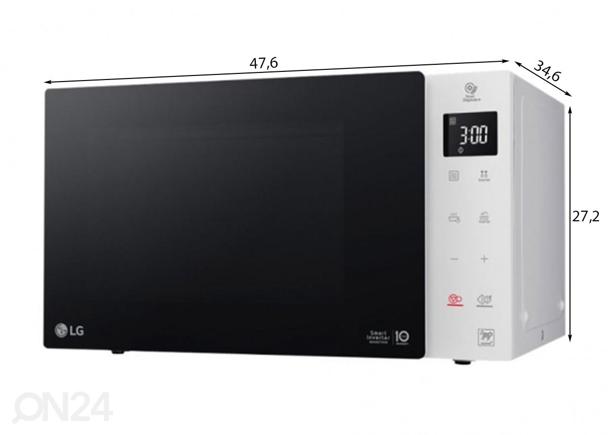 Mikroaaltouuni LG 1000 W MS23NECBW, val kuvasuurennos mitat