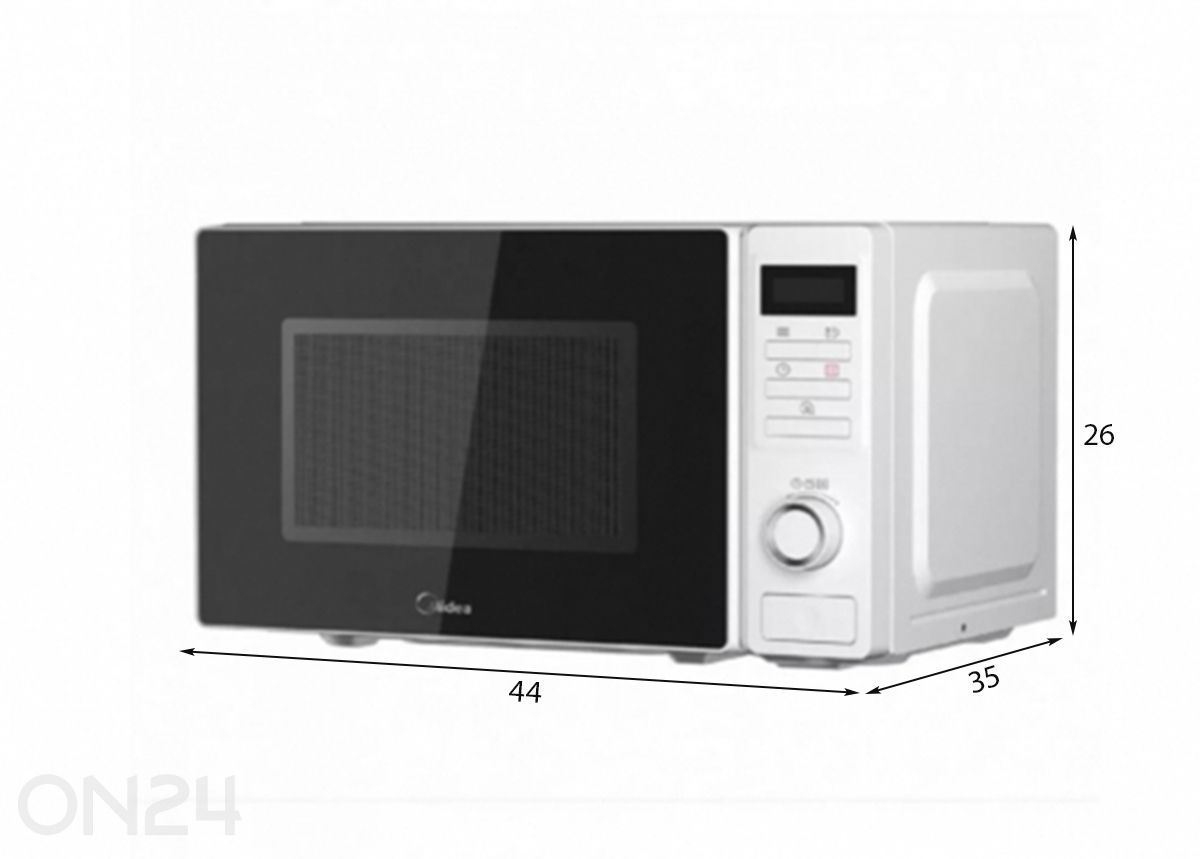 Mikroaaltouuni Midea MAM720C2AT, valkoinen kuvasuurennos mitat
