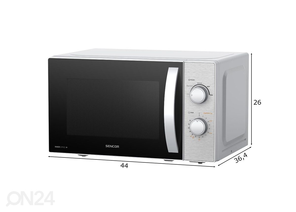 Mikroaaltouuni Sencor SMW2120SS kuvasuurennos mitat