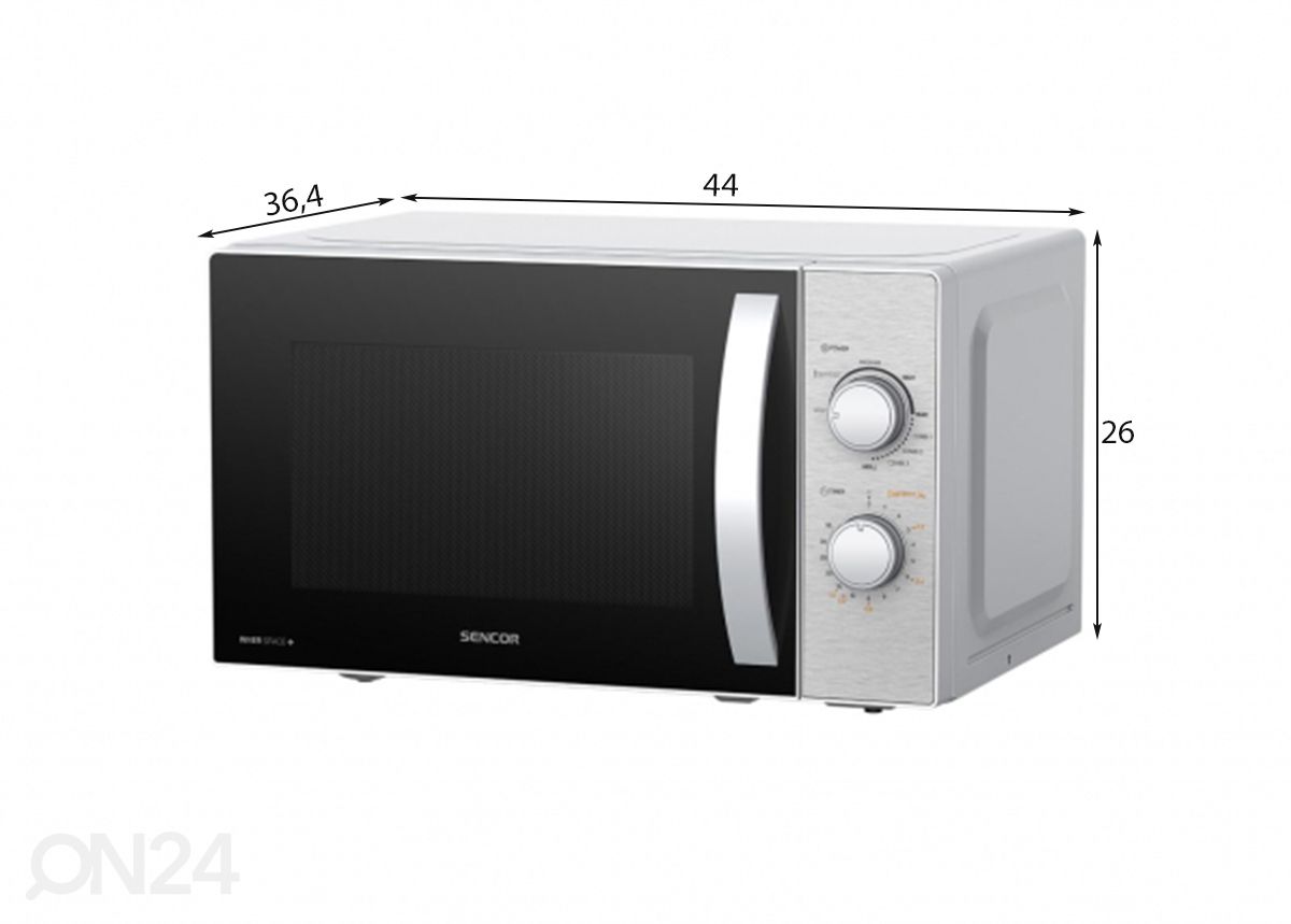 Mikroaaltouuni Sencor SMW4320SS kuvasuurennos mitat