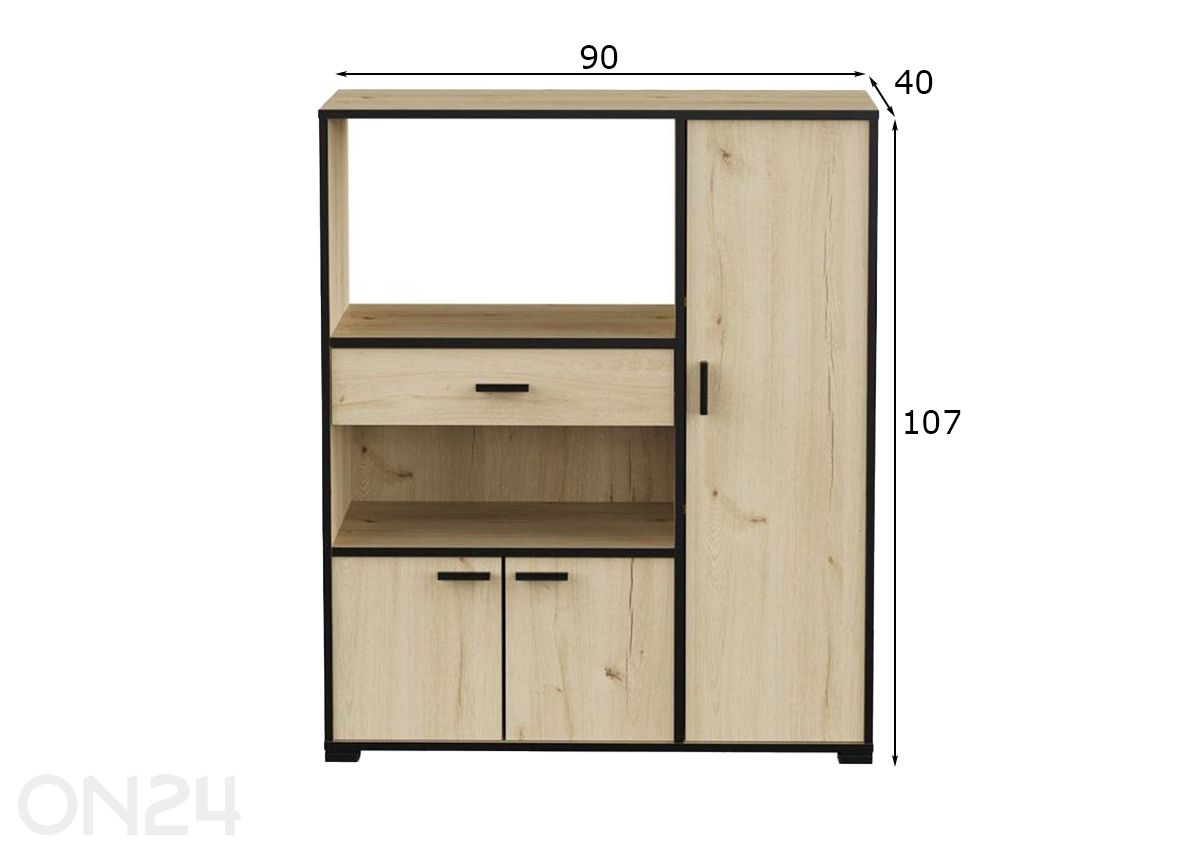 Mikroaaltouunikaappi Buzz 90 cm kuvasuurennos mitat