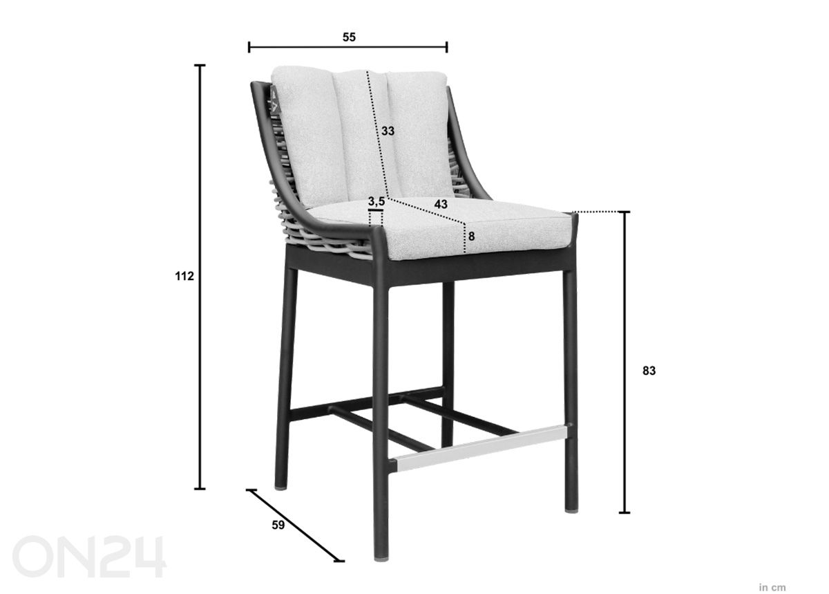 Milou-puutarhatuoli kuvasuurennos mitat