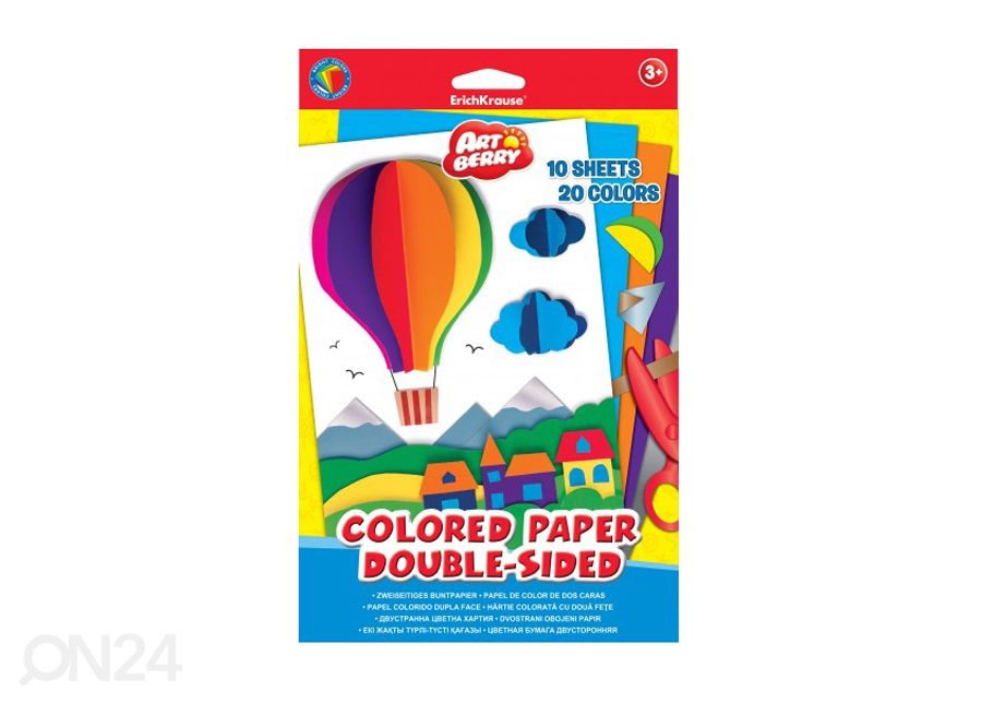 Monivärinen paperi Artberry B5/80g 30 paperiliuskaa/20 eri väriä kuvasuurennos