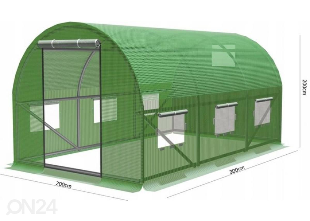 Muovikasvihuone 2x3 m kuvasuurennos mitat