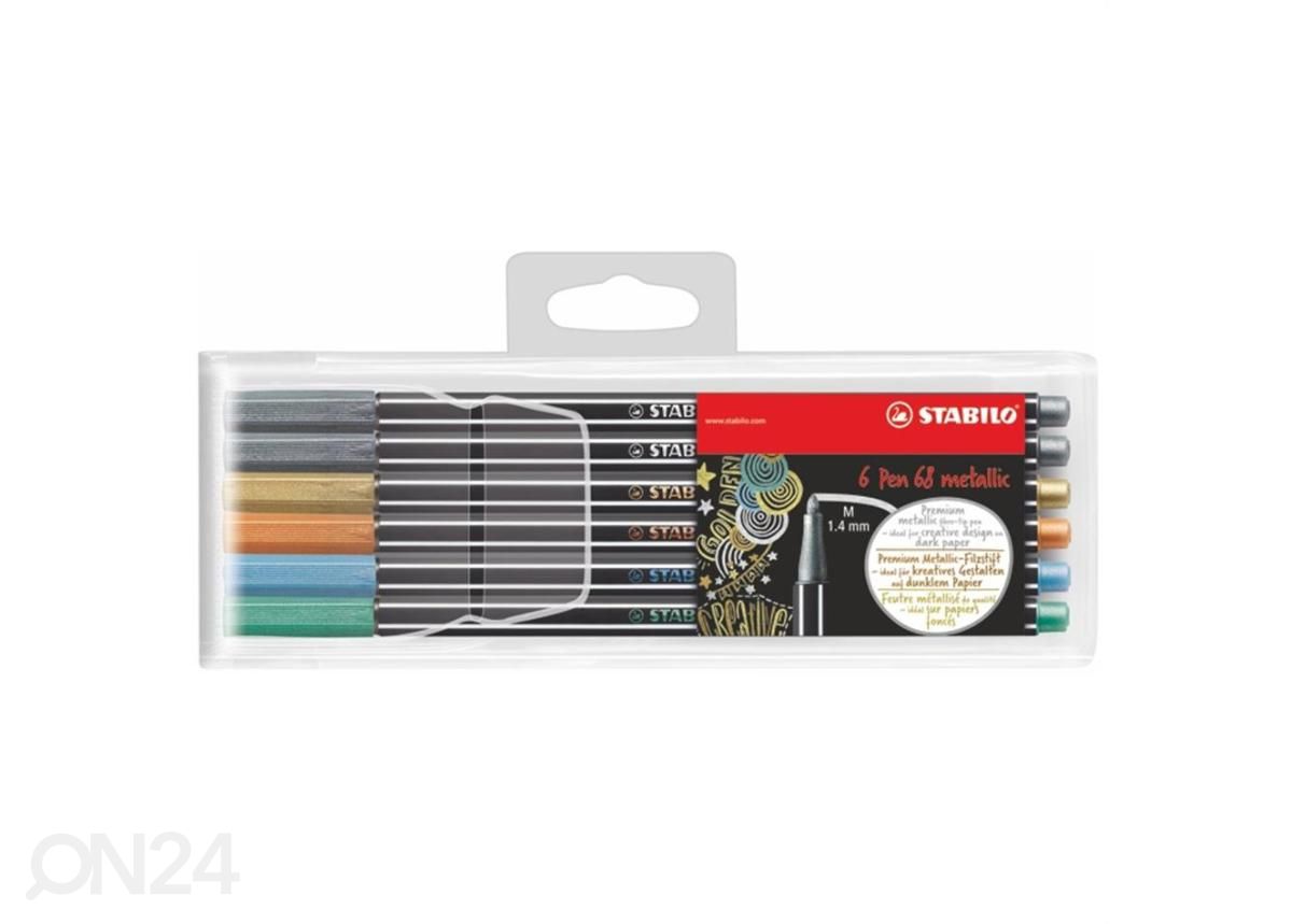 Mustekynä Stabilo Pen 68 metalli 6 kpl kuvasuurennos
