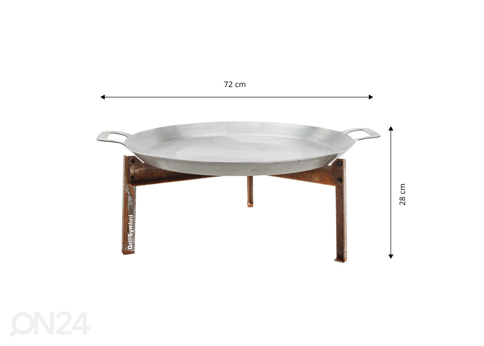Muurinpohjapannu jaloilla Stark Ø 72 cm kuvasuurennos mitat